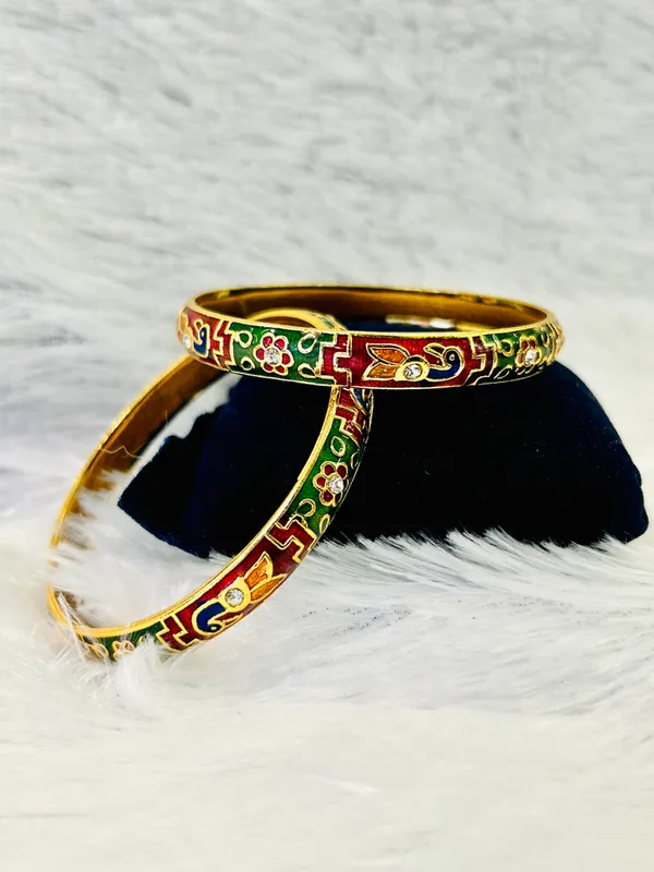 Multicolor_Copper_&_Brass_Premium_&_Elegant_Meenakari_Peacock_Kada_For_Women_(_Set_Of_2_)