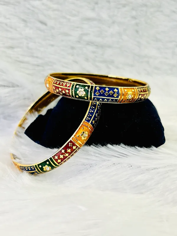 Multicolor_Copper_&_Brass_Premium_&_Elegant_Meenakari_Flower_Kada_For_Women_(_Set_Of_2_)