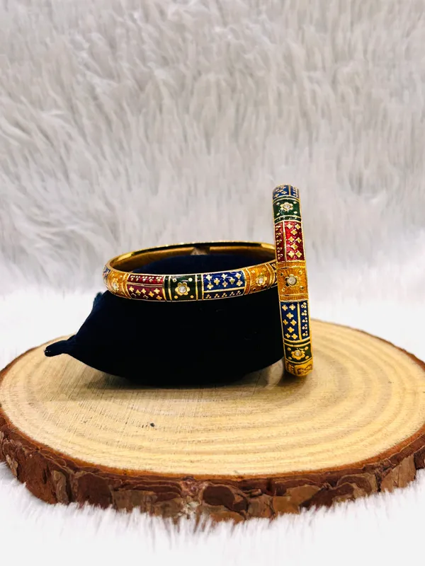 Multicolor_Copper_&_Brass_Premium_&_Elegant_Meenakari_Flower_Kada_For_Women_(_Set_Of_2_)