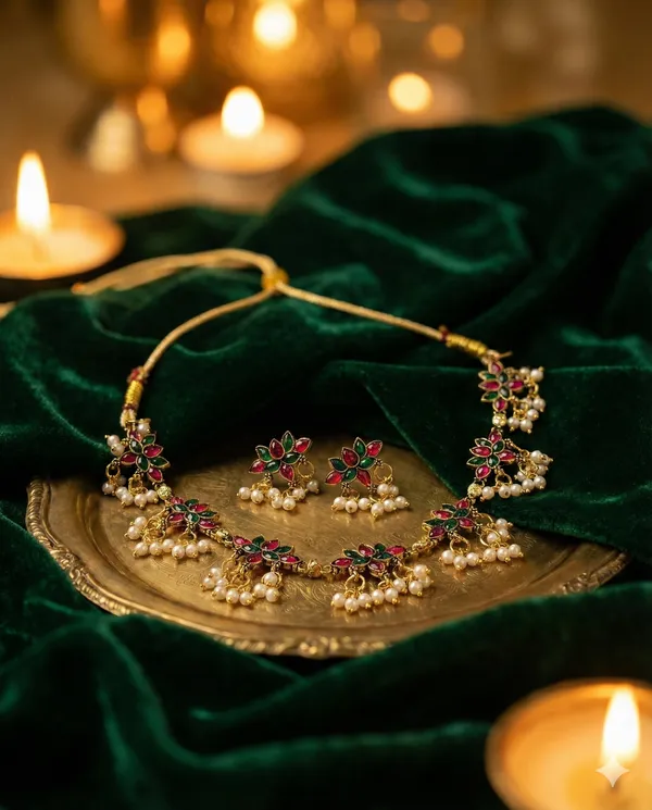 The_Pankhuri_Necklace_-_Traditional_Antique_Golden_7_Lotus_Delicate_Necklace