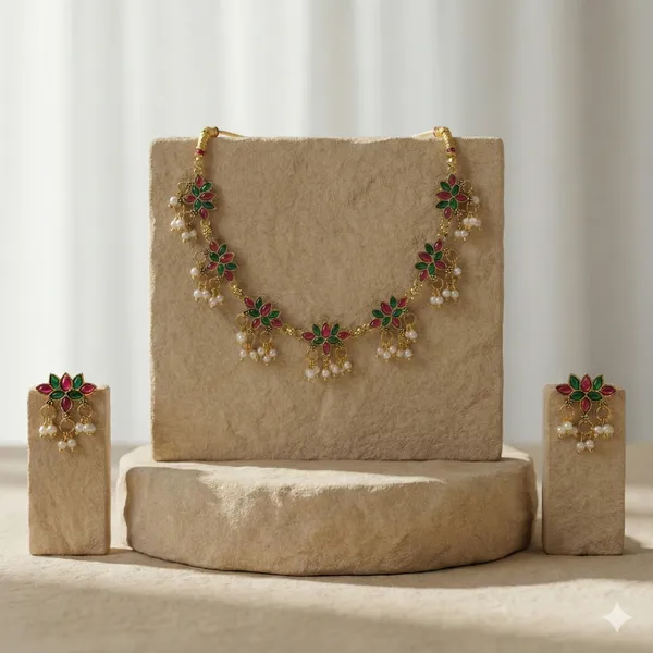 The_Pankhuri_Necklace_-_Traditional_Antique_Golden_7_Lotus_Delicate_Necklace