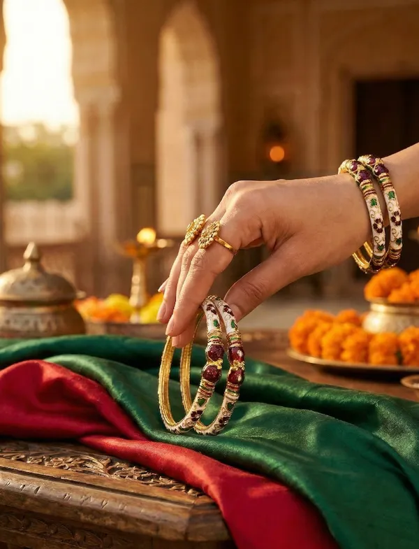White_Copper_&_Brass_Premium_&_Elegant_Meenakari_Kada_For_Women_(_Set_Of_2_)