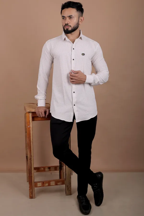 Brown_&_White_Cotton_Blend_Full_Sleeve_Checkered_Shirt_For_Men