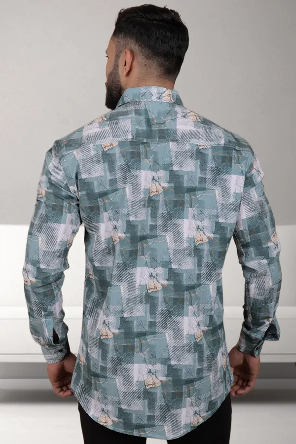 Dark_Green_Polycotton_Full_Sleeve_Printed_Shirt_For_Men