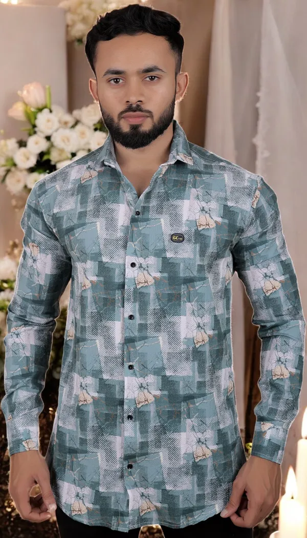 Dark_Green_Cotton_Blend_Full_Sleeve_Self_Design_Shirt_For_Men