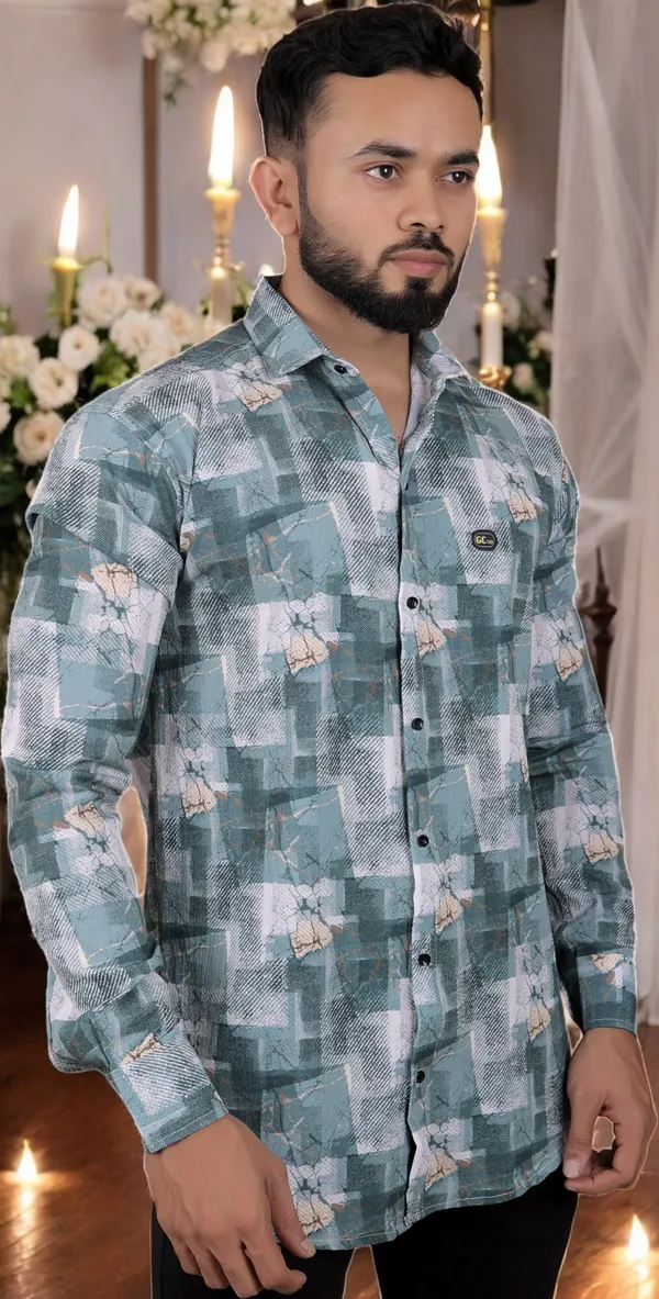 Dark_Green_Cotton_Blend_Full_Sleeve_Self_Design_Shirt_For_Men