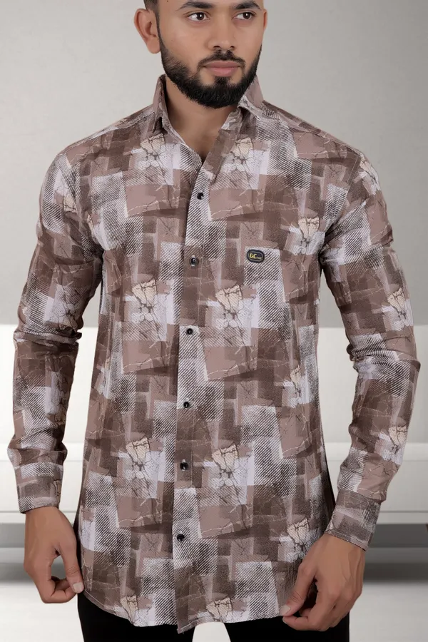 Brown_Polycotton_Full_Sleeve_Printed_Shirt_For_Men