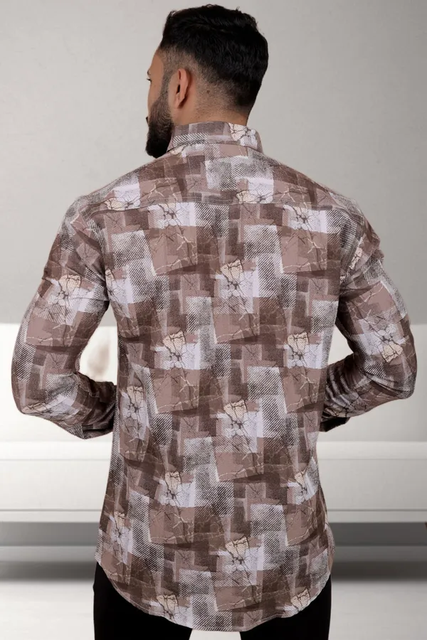 Brown_Polycotton_Full_Sleeve_Printed_Shirt_For_Men