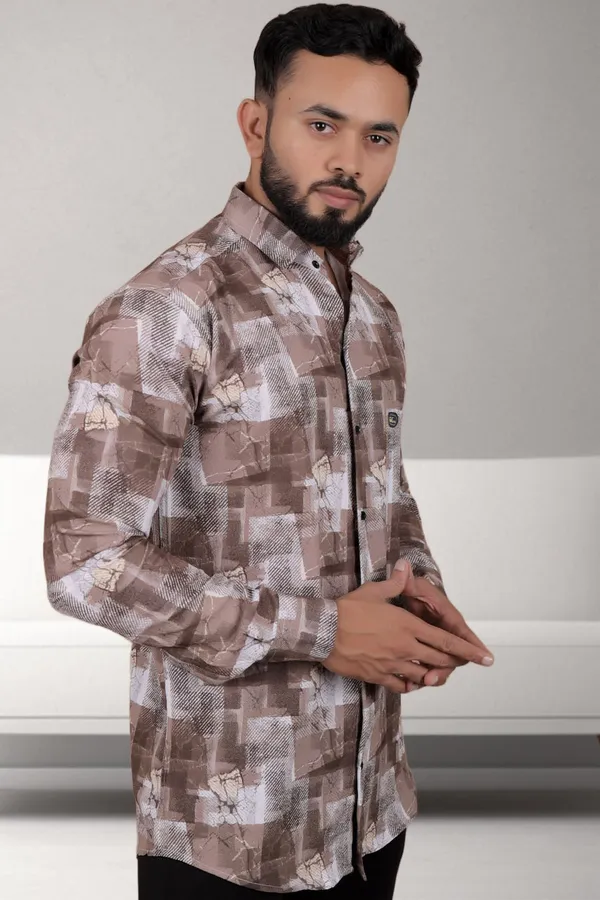 Brown_Polycotton_Full_Sleeve_Printed_Shirt_For_Men