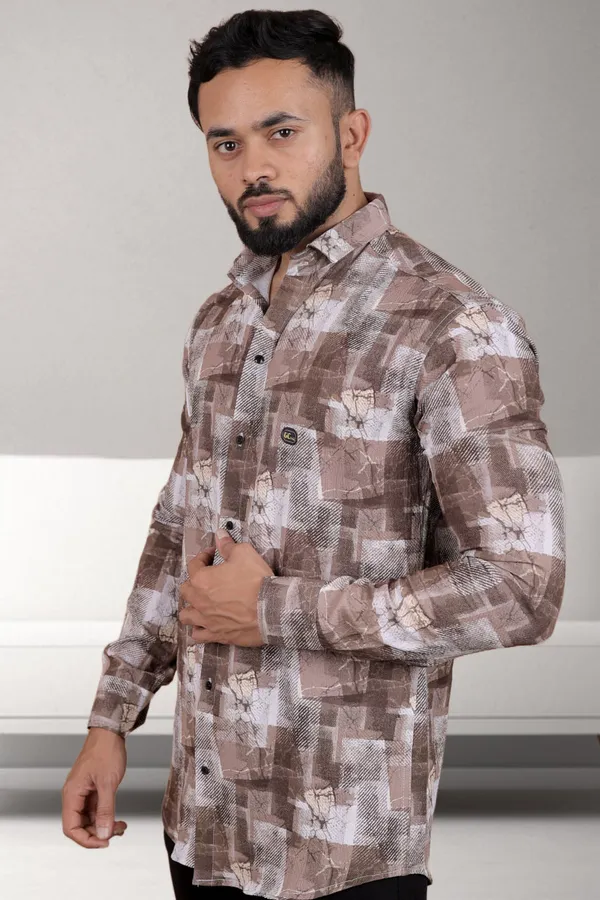 Brown_Polycotton_Full_Sleeve_Printed_Shirt_For_Men