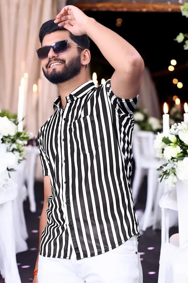 Multicolor_Lycra_Blend_Half_Sleeve_Checkered_Shirt_For_Men