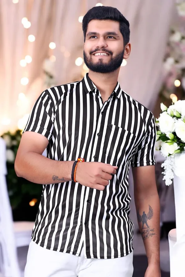 Multicolor_Lycra_Blend_Half_Sleeve_Checkered_Shirt_For_Men