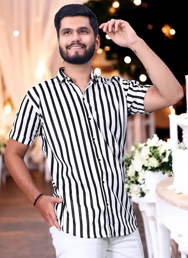 Multicolor_Lycra_Blend_Half_Sleeve_Checkered_Shirt_For_Men