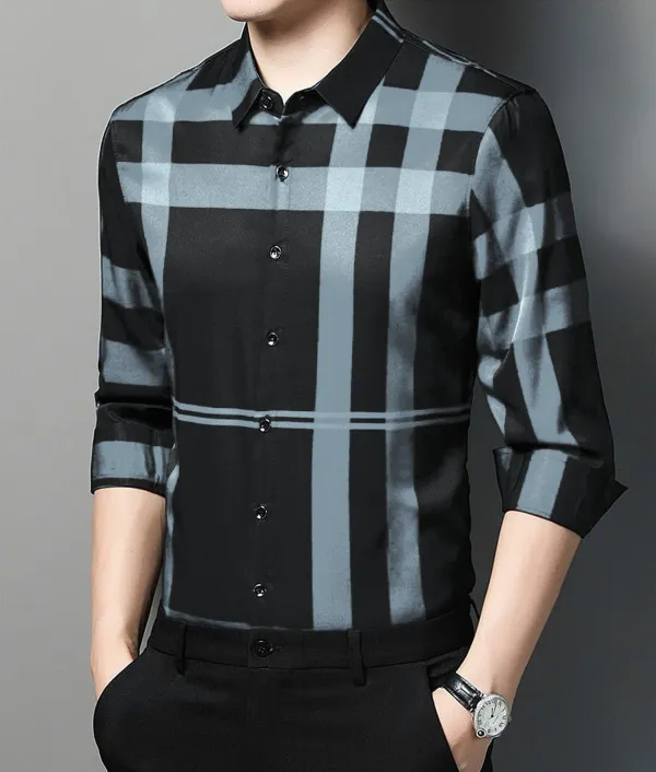Black_&_Grey_Cotton_Lycra_Full_Sleeve_Checkered_Shirt_For_Men