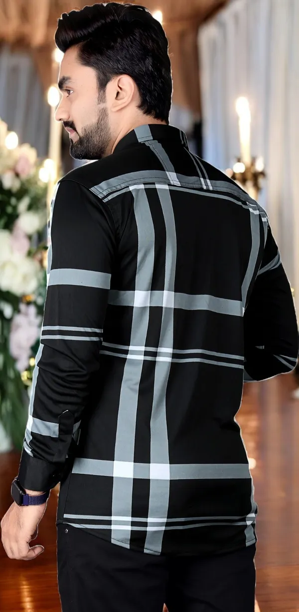 Black_Lycra_Blend_Full_Sleeve_Checkered_Shirt_For_Men
