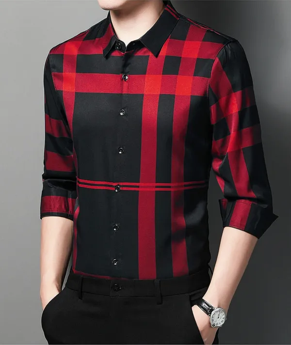 Black_&_Red_Cotton_Lycra_Full_Sleeve_Checkered_Shirt_For_Men