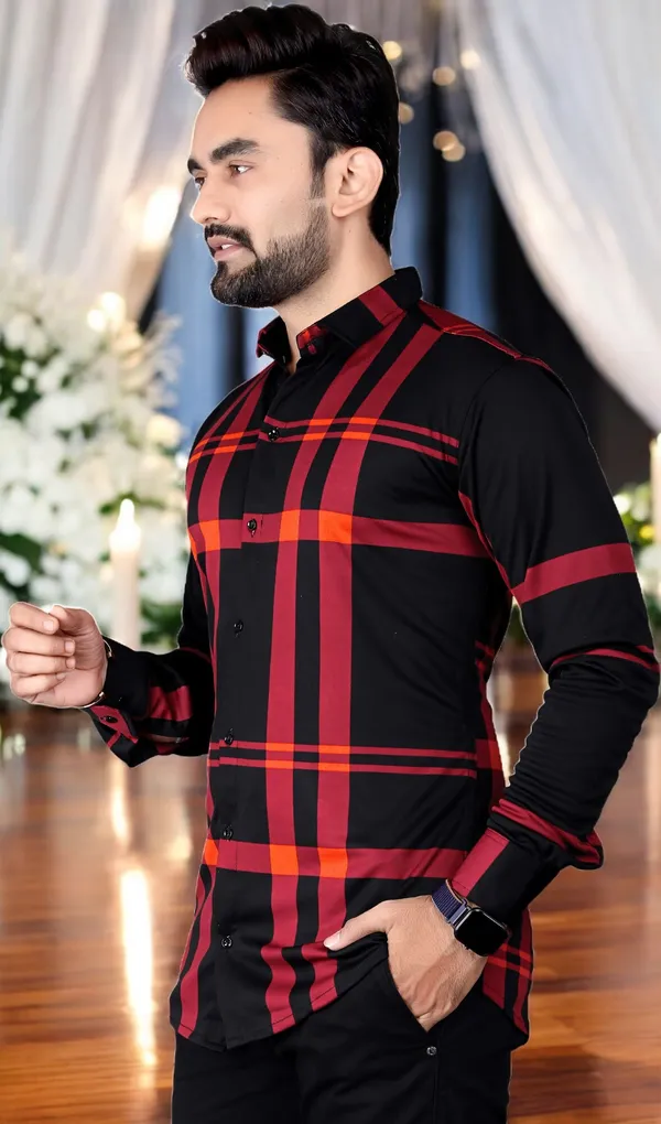 Red_Lycra_Blend_Full_Sleeve_Checkered_Shirt_For_Men