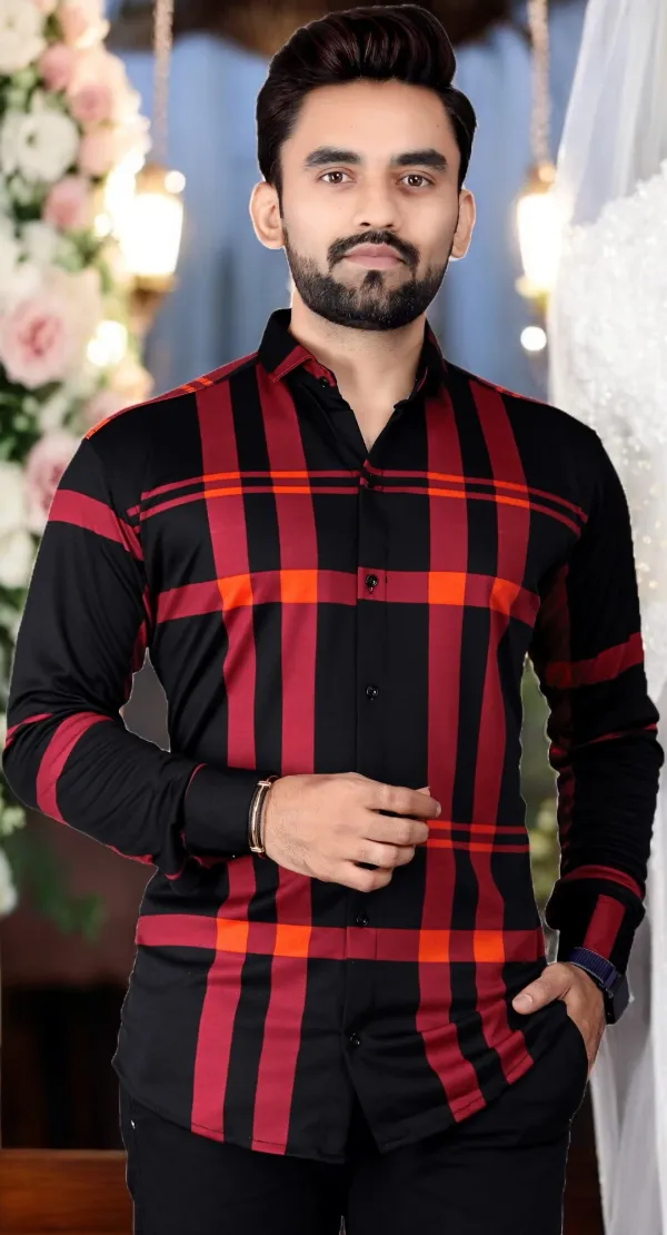 Red_Lycra_Blend_Full_Sleeve_Checkered_Shirt_For_Men
