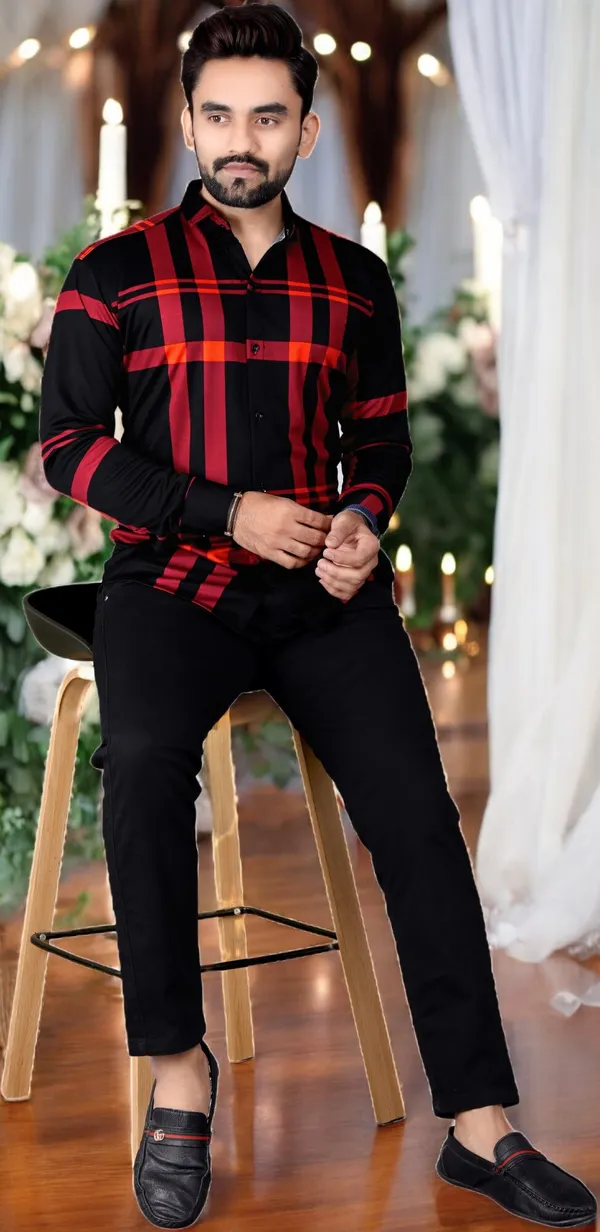 Red_Lycra_Blend_Full_Sleeve_Checkered_Shirt_For_Men
