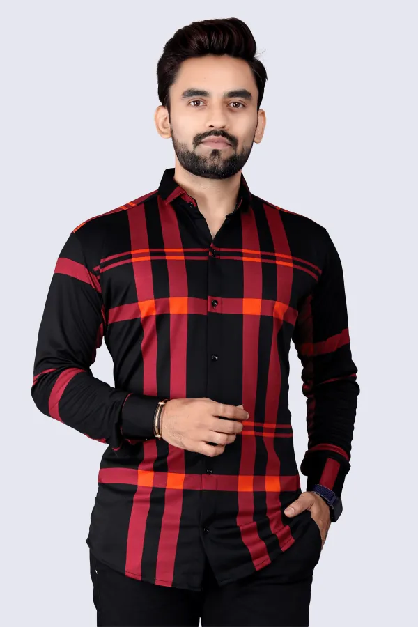 Black_&_Red_Lycra_Blend_Full_Sleeve_Checkered_Shirt_For_Men