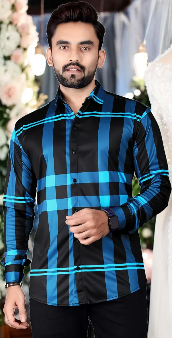Blue_Lycra_Blend_Full_Sleeve_Checkered_Shirt_For_Men