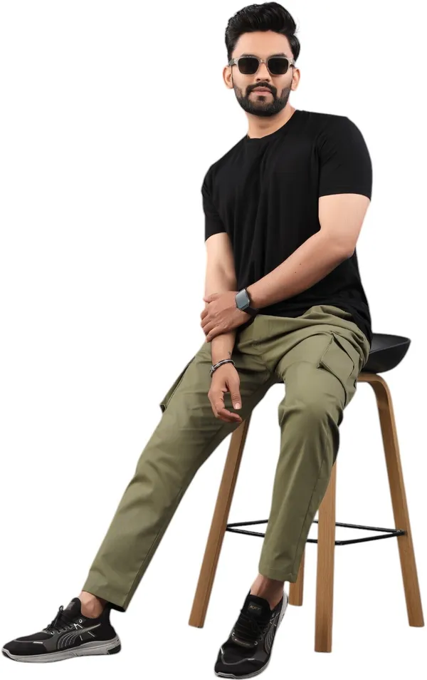 Light_Green_Cotton_Solid_Cargo_Pant_For_Men