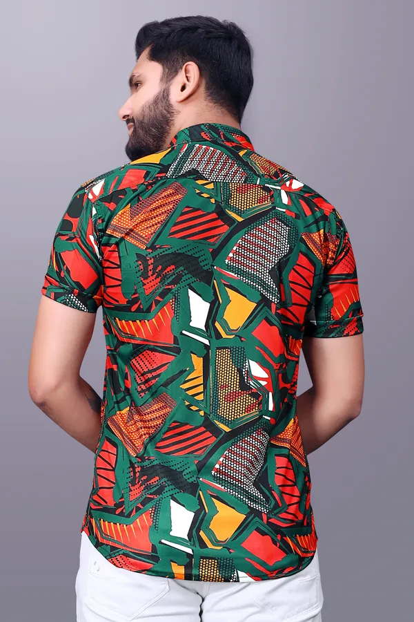 Red_Cotton_Lycra_Half_Sleeve_Printed_Shirt_For_Men