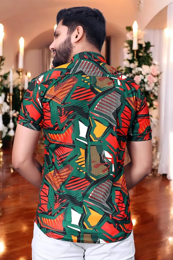 Multicolor_Lycra_Blend_Half_Sleeve_Checkered_Shirt_For_Men