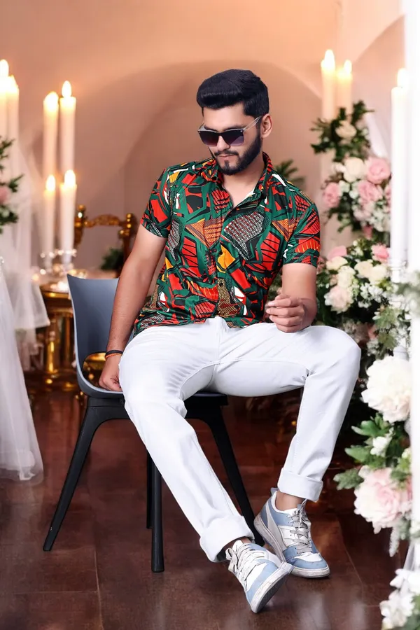 Multicolor_Lycra_Blend_Half_Sleeve_Checkered_Shirt_For_Men