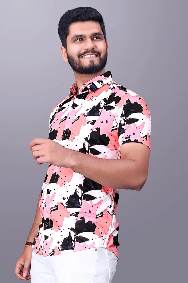 Pink_Cotton_Lycra_Half_Sleeve_Printed_Shirt_For_Men