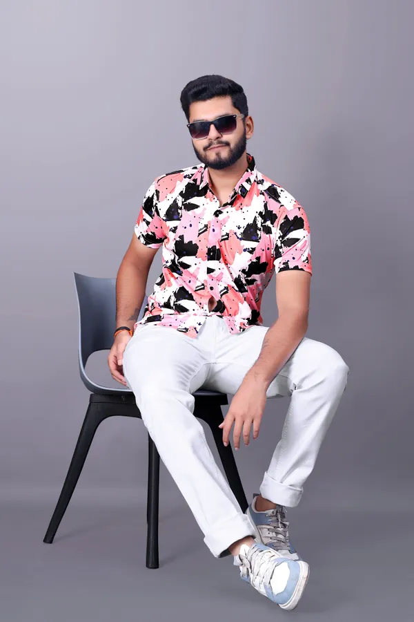 Pink_Cotton_Lycra_Half_Sleeve_Printed_Shirt_For_Men