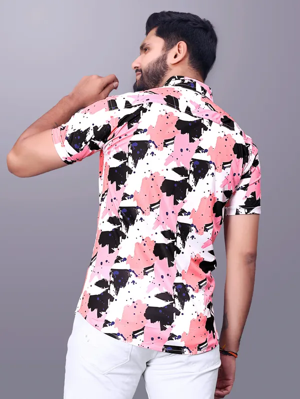 Pink_Cotton_Lycra_Half_Sleeve_Printed_Shirt_For_Men