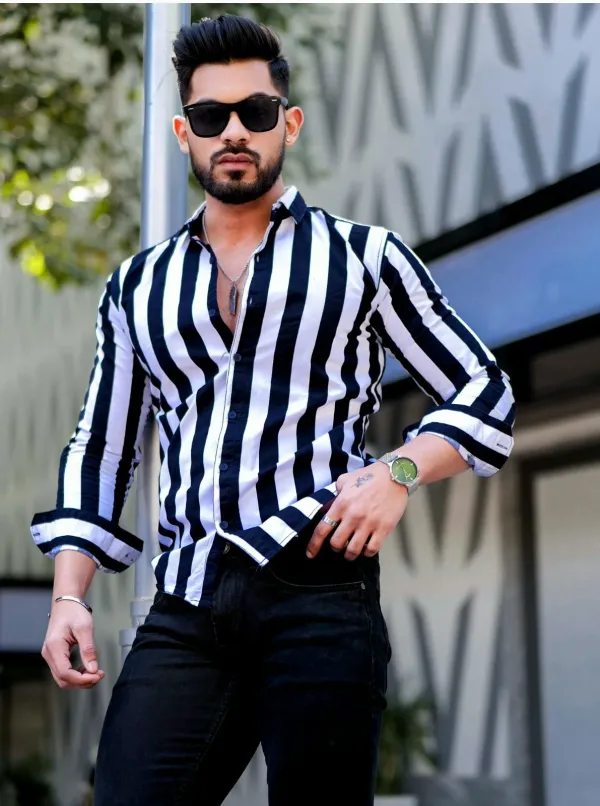 Black_&_White_Lycra_Blend_Full_Sleeve_Printed_Shirt_For_Men