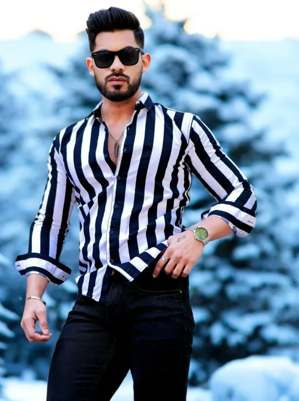 White_Lycra_Blend_Full_Sleeve_Printed_Shirt_For_Men