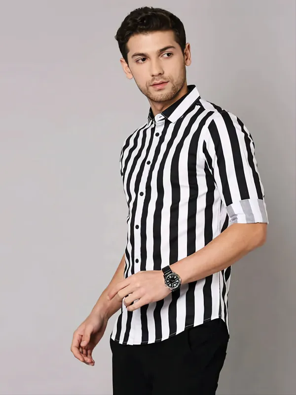 Black_&_White_Lycra_Blend_Full_Sleeve_Printed_Shirt_For_Men