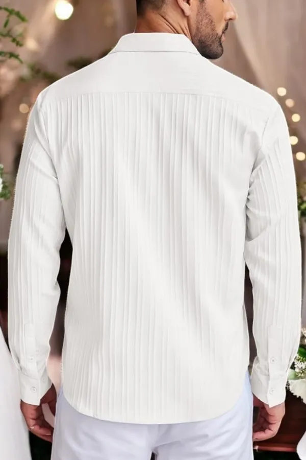 White_Cotton_Blend_Full_Sleeve_Self_Design_Shirt_For_Men