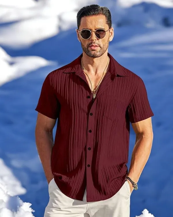 Purple_Polycotton_Half_Sleeve_Self_Design_Shirt_For_Men