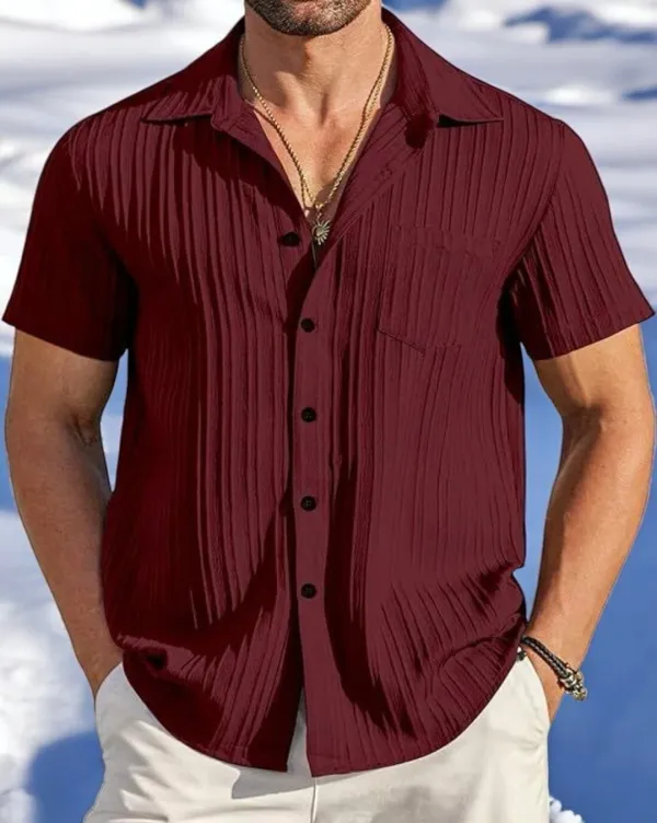 Purple_Polycotton_Half_Sleeve_Self_Design_Shirt_For_Men