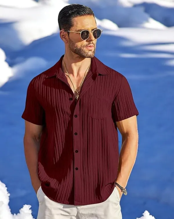 Purple_Polycotton_Half_Sleeve_Self_Design_Shirt_For_Men