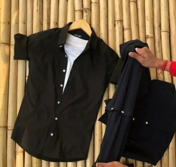 Black_Cotton_Blend_Full_Sleeve_Solid_Shirt_For_Men