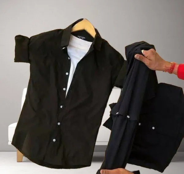 Black_Cotton_Blend_Full_Sleeve_Solid_Shirt_For_Men