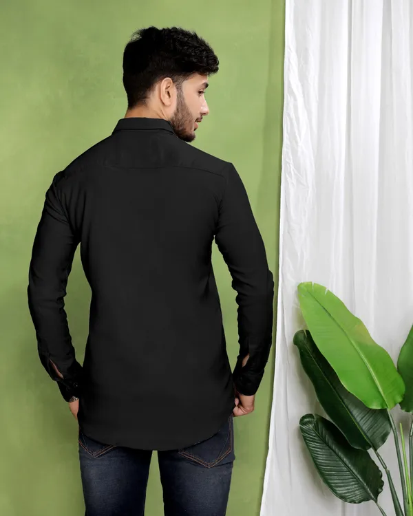 Black_Cotton_Blend_Full_Sleeve_Solid_Shirt_For_Men