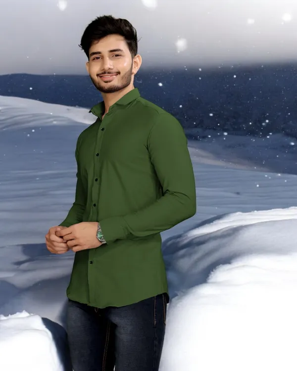 Green_Cotton_Blend_Full_Sleeve_Solid_Shirt_For_Men