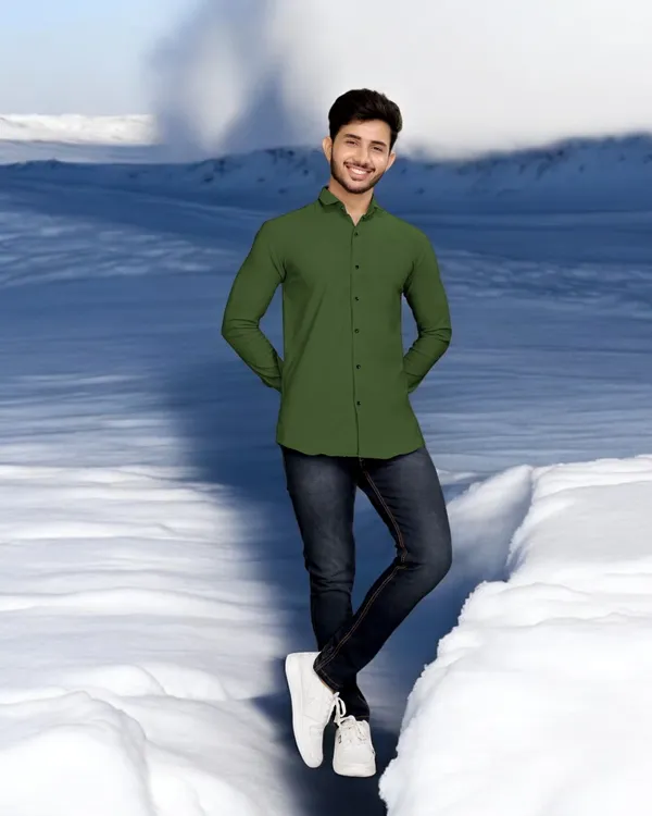 Green_Cotton_Blend_Full_Sleeve_Solid_Shirt_For_Men