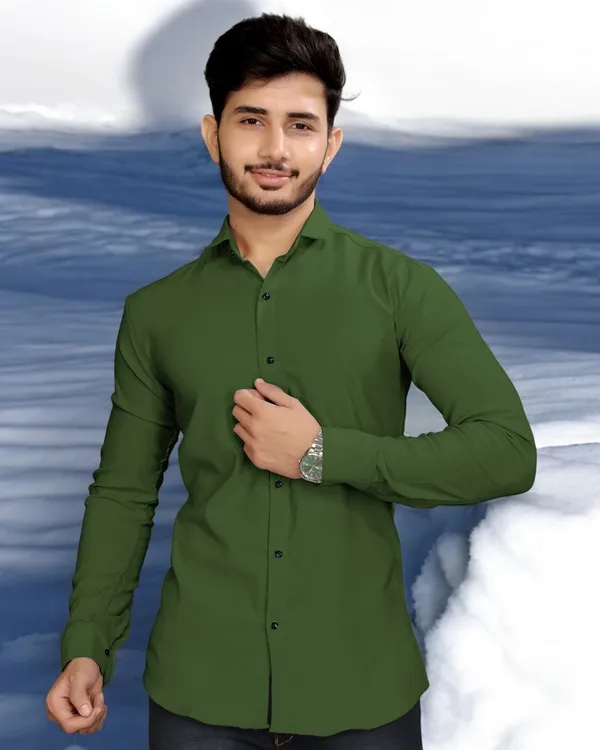 Green_Cotton_Blend_Full_Sleeve_Solid_Shirt_For_Men