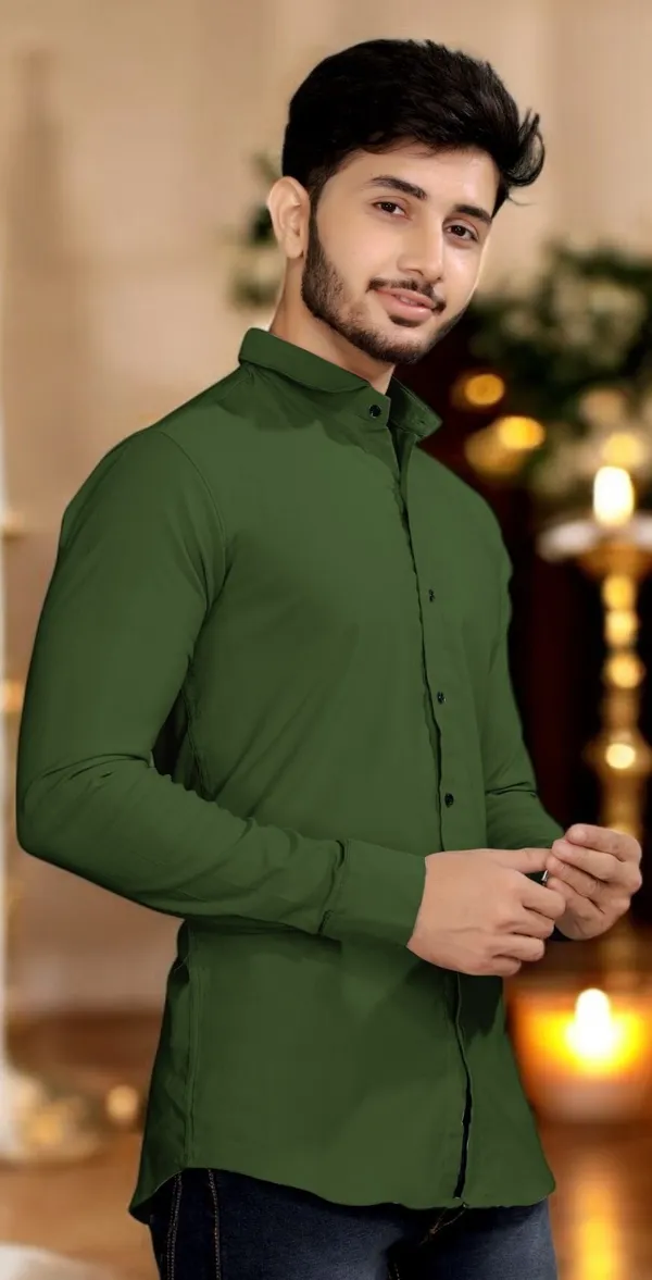 Green_Cotton_Blend_Full_Sleeve_Solid_Shirt_For_Men