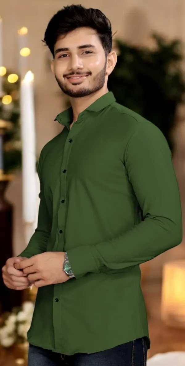 Green_Cotton_Blend_Full_Sleeve_Solid_Shirt_For_Men