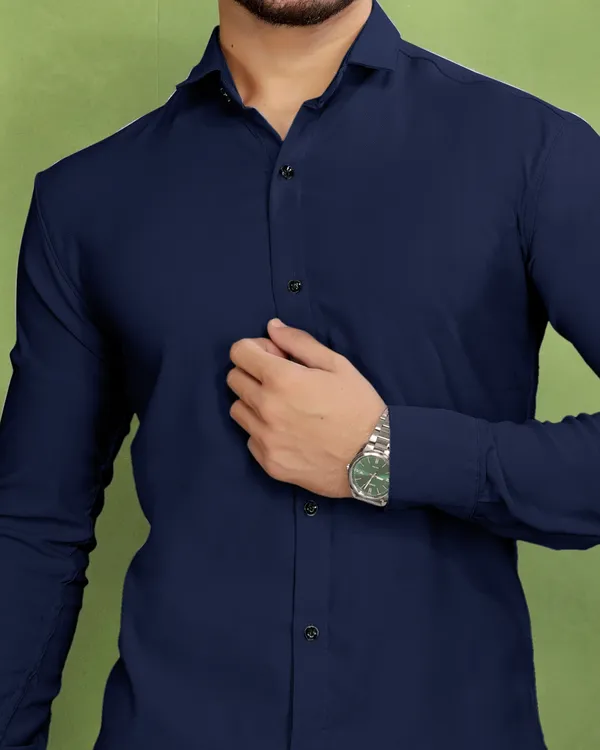 Dark_Blue_Cotton_Blend_Full_Sleeve_Solid_Shirt_For_Men