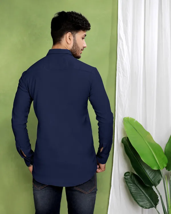 Dark_Blue_Cotton_Blend_Full_Sleeve_Solid_Shirt_For_Men