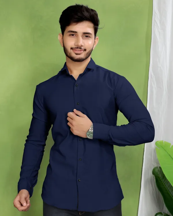 Dark_Blue_Cotton_Blend_Full_Sleeve_Solid_Shirt_For_Men